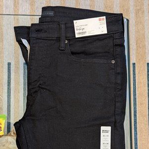 Uniqlo mens ultra stretch skinny fit tapered jeans - 32x34 - black